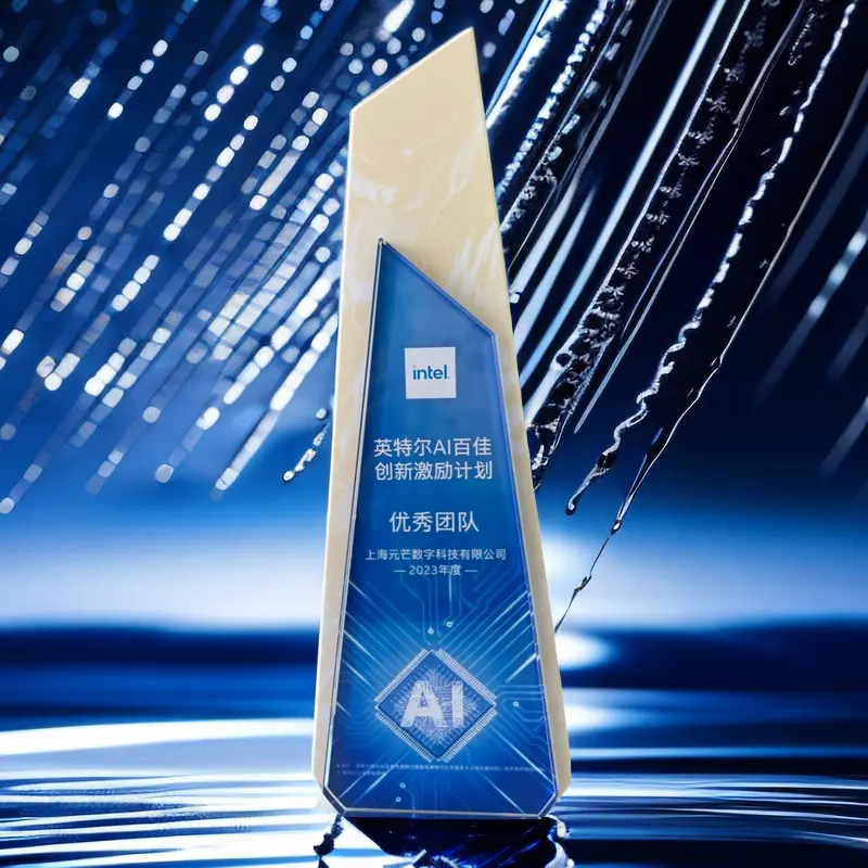 元芒数字-英特尔AI百佳创新激励计划2023年度优秀团队奖杯 元芒数字-英特尔AI百佳创新激励计划2023年度优秀团队奖杯
